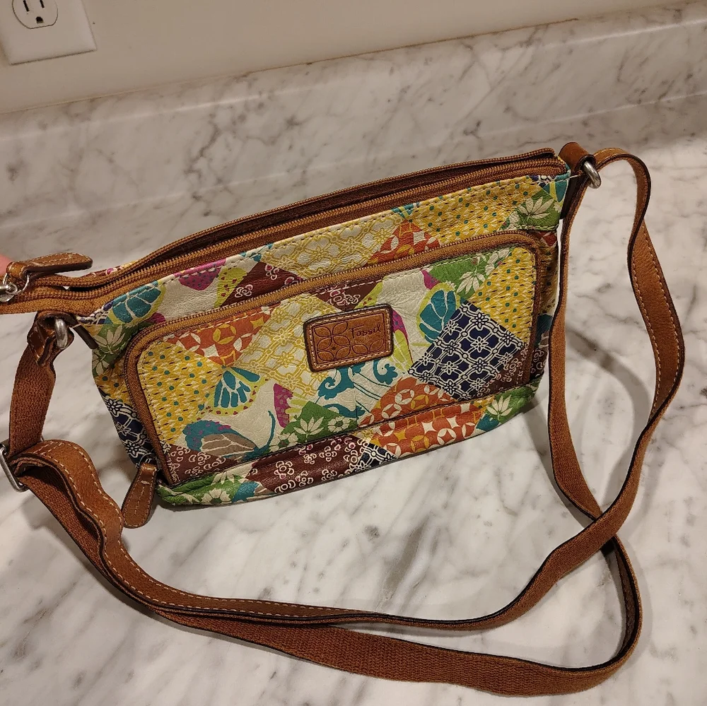 Fossil Unique Leather Patchwork Purse